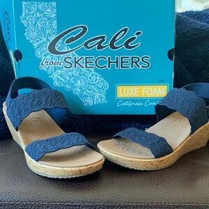 Skechers Cali Navy Wedge Sandals